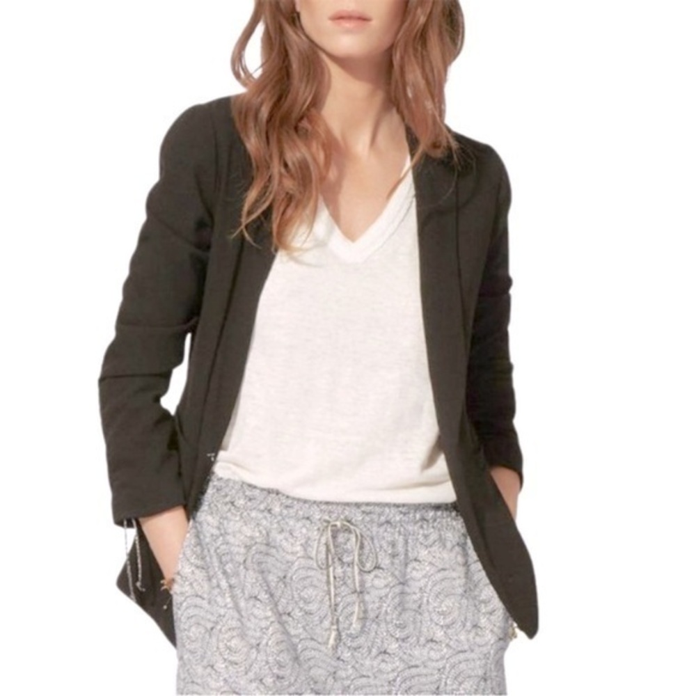 Maje Valence Crepe Black Blazer Jacket Size 40